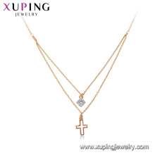 44159 Collier de chaîne en plaqué or bijoux Xuping, dernière croix en or 18 carats design